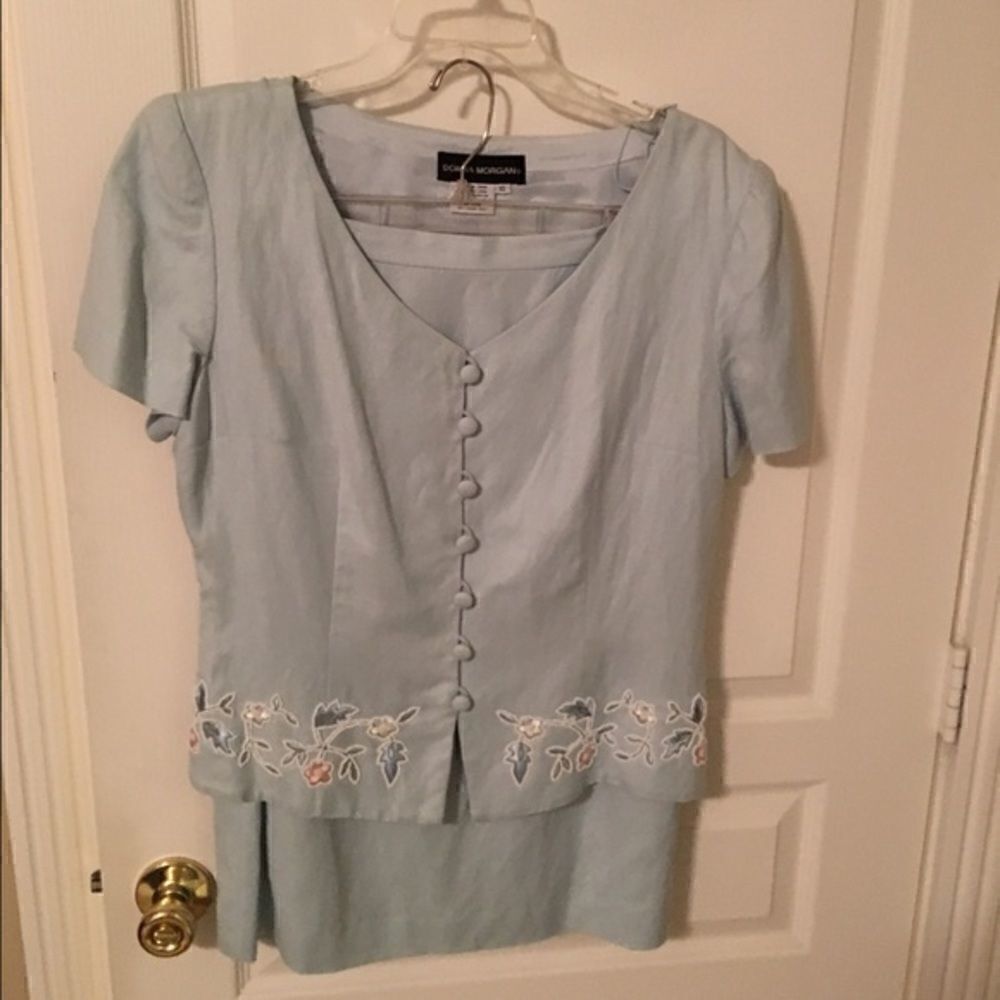 Blue Two Piece Skirt Set